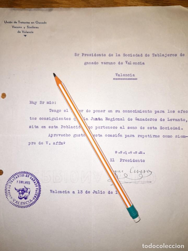 Lettere commerciali: Carta de la Uni&oacute;n de Tratantes de Ganado de Valencia 1936