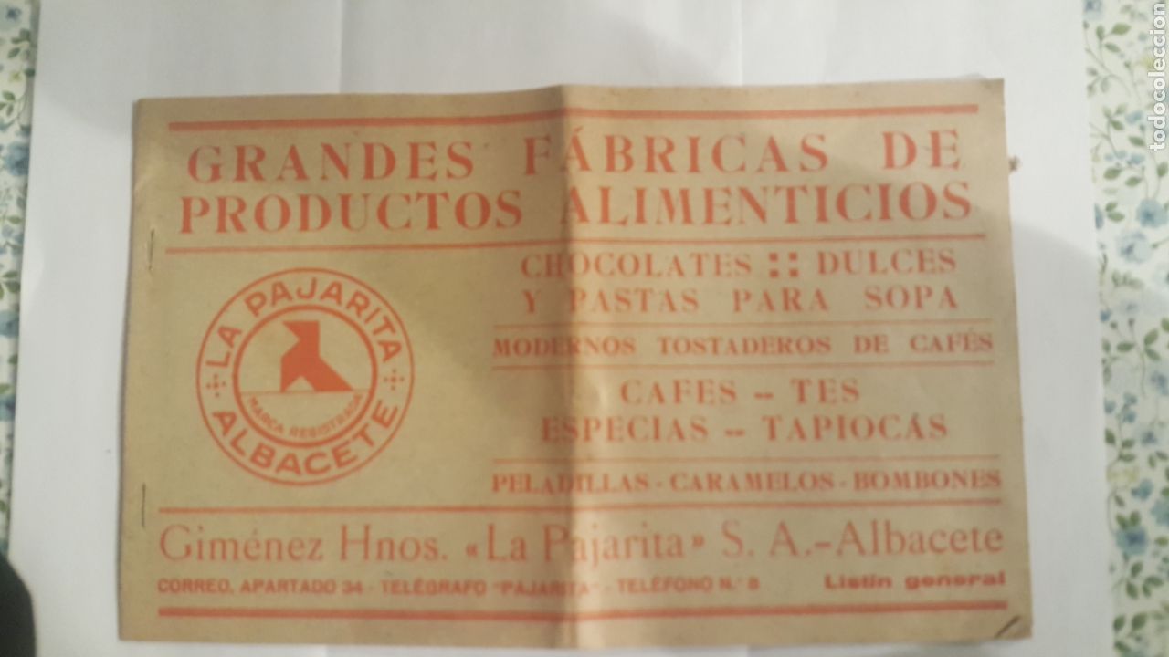 Lettere commerciali: LA PAJARITA (ALBACETE) GRANDES FABRICAS DE PRODUCTOS ALIMENTICIOS 1933