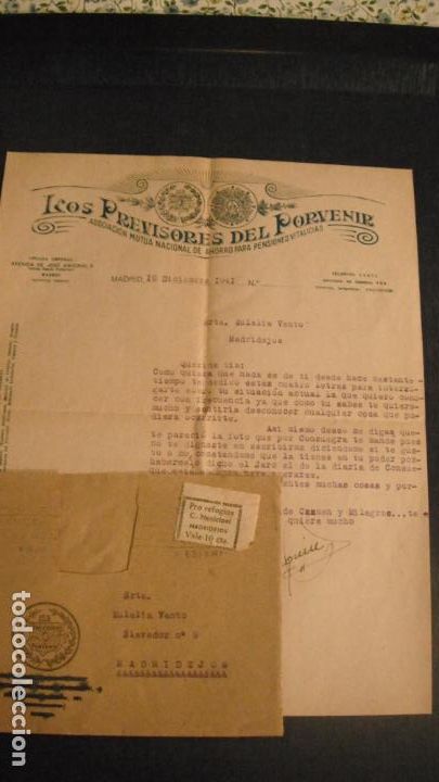 Lettres commerciales: CARTA COMERCIAL LOS PREVISORES DEL PORVENIR 1941