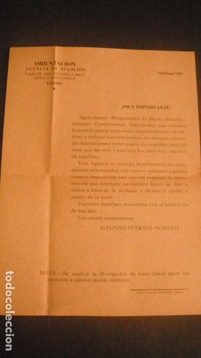 Lettres commerciales: CARTA COMERCIAL ORIENTACION AGENCIA DE NEGOCIOS , TOLEDO