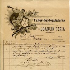 Cartas comerciales: VALENCIA-TALLER DE HOJALATERIA JOAQUIN FERIA-AÑO 1902. Lote 254925900