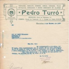 Cartas comerciales: CARTA COMERCIAL DE MUEBLES PEDRO TURRÓ EN CALLE TARRAGONA DE BARCELONA - 1930