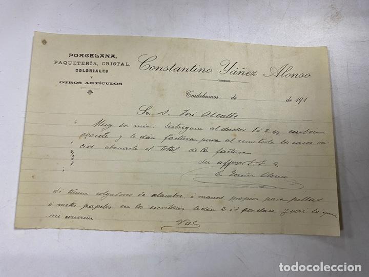 Cartas comerciales: CARTA COMERCIAL. CONSTANTINO Y&Aacute;NEZ ALONSO. PORCELANA, PAQUETERIA, CRISTAL. TORDEHUMOS, 1910