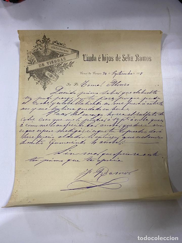 Cartas comerciales: CARTA COMERCIAL. VIUDA E HIJOS DE FELIX RAMOS. CULTIVADORES DE TIERRAS. CEINOS DE CAMPOS, 1908