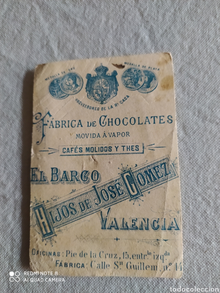 Cartas comerciales: Targeta de F&aacute;brica de Chocolates y Caf&eacute; El Barco
