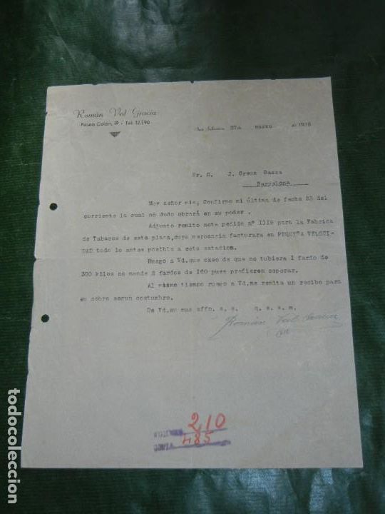 Cartas comerciales: CARTA COMERCIAL MEMBRETE ROMAN VAL GRACIA, SAN SEBASTIAN 1936