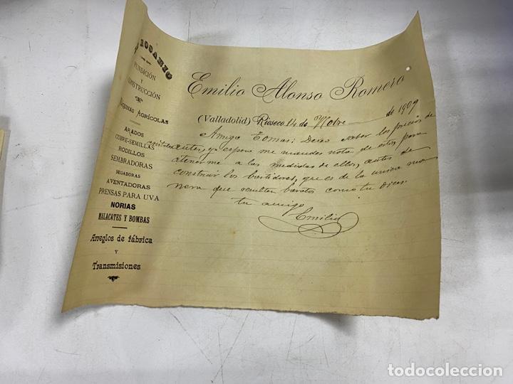 Cartas comerciales: CARTA COMERCIAL. EMILIO ALONSO ROMERO. LA ROSARIO. FUNDICI&Oacute;N Y CONSTRUCCI&Oacute;N. VALLADOLID, 1909