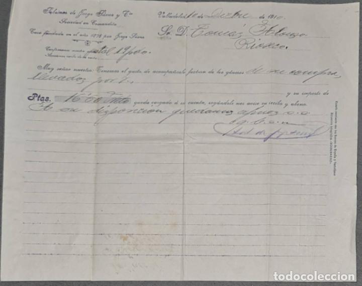Lettres commerciales: Carta comercial. Sobrinos de Jorge S&aacute;enz y C&iacute;a. Valladolid. Espa&ntilde;a 1910