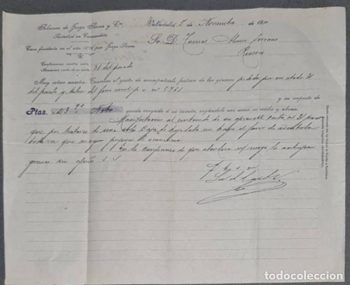 Lettres commerciales: Carta comercial. Sobrinos de Jorge S&aacute;enz y C&iacute;a. Valladolid. Espa&ntilde;a 1910