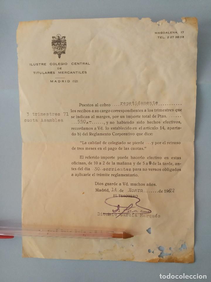 Lettres commerciales: CARTA ILUSTRE COLEGIO CENTRAL DE TITULARES MERCANTILES - 1972