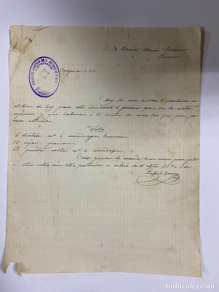 Lettres commerciales: CARTA COMERCIAL. SINDICATO DE S. ANTONIO DE PADUA. CASTROVERDE, 1918.