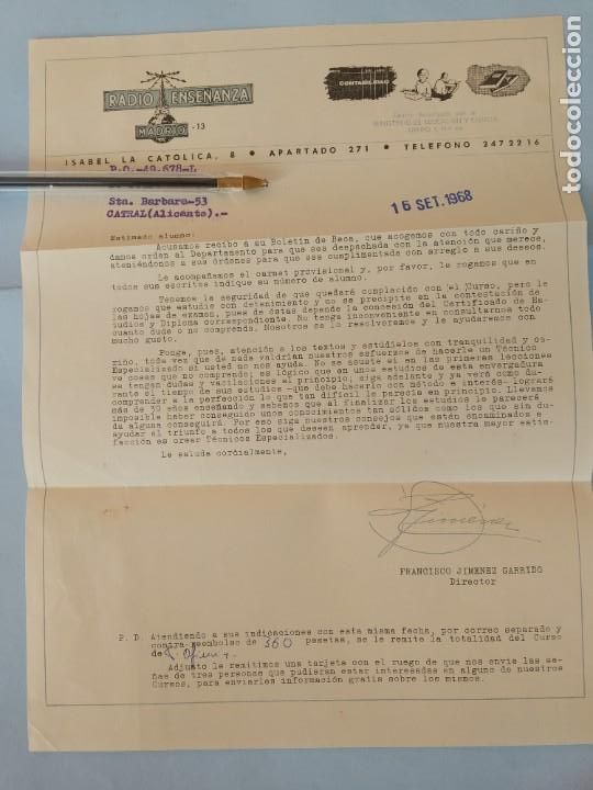 Cartas comerciales: DOCUMENTOS RADIO ENSE&Ntilde;ANZA - MADRID - 1968 - Foto 2