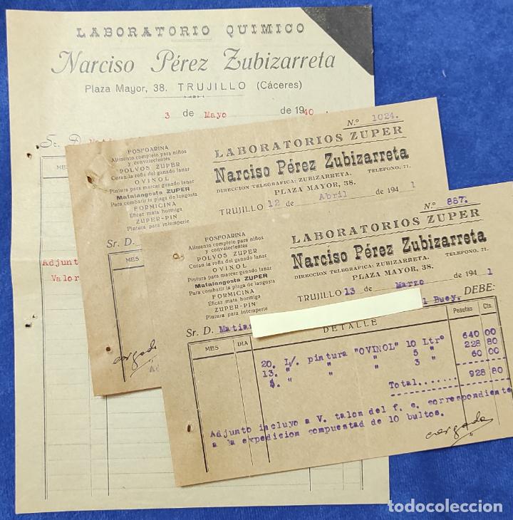 Cartas comerciais: Lote de 3 Cartas comerciales Laboratorio Narciso P&eacute;rez Zubizarreta. A&ntilde;os 1940 - 41