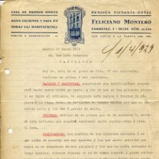 Cartas comerciales: MADRID-PENSIÓN VICTORIA-HOTEL- CALLE CARRETAS, 7-FELICIANO MONTERO-AÑO 1929- MUY RARA