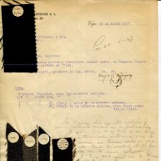 Cartas comerciales: VIGO-VERGAS Y RODRIGUEZ S.L.-TIENDA DE TEJIDOS DE MODA-CARTA PEDIDO CON MUESTRAS--AÑO 1927