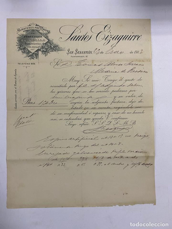 Cartas comerciais: CARTA COMERCIAL. SANTOS EIZAGUIRRE. ALMACENES POR MAYOR DE FERRETERIA. SAN SEBASTIAN,1913