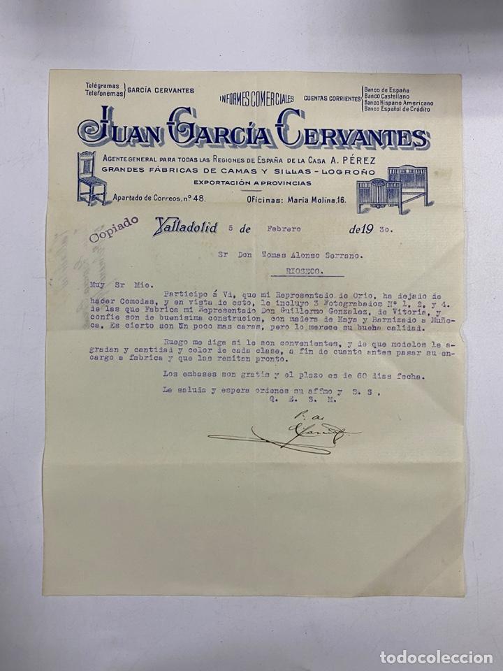 Cartas comerciales: CARTA COMERCIAL. JUAN GARC&Iacute;A CERVANTES. AGENTE COMERCIAL. VALLADOLID, 1930
