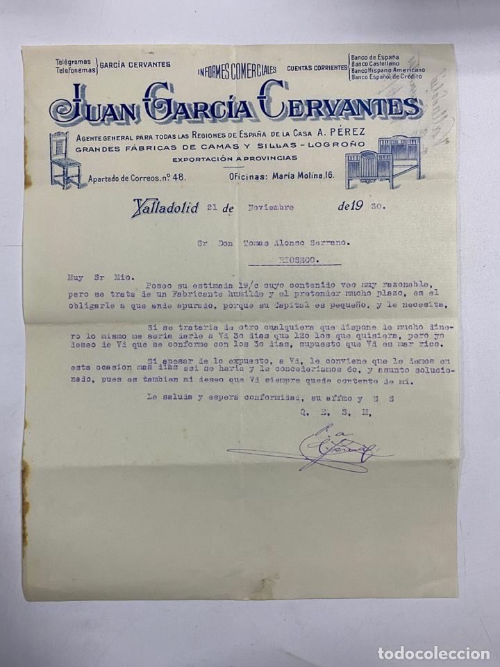 Gesch&auml;ftsbriefe: CARTA COMERCIAL. JUAN GARC&Iacute;A CERVANTES. AGENTE COMERCIAL. VALLADOLID, 1930
