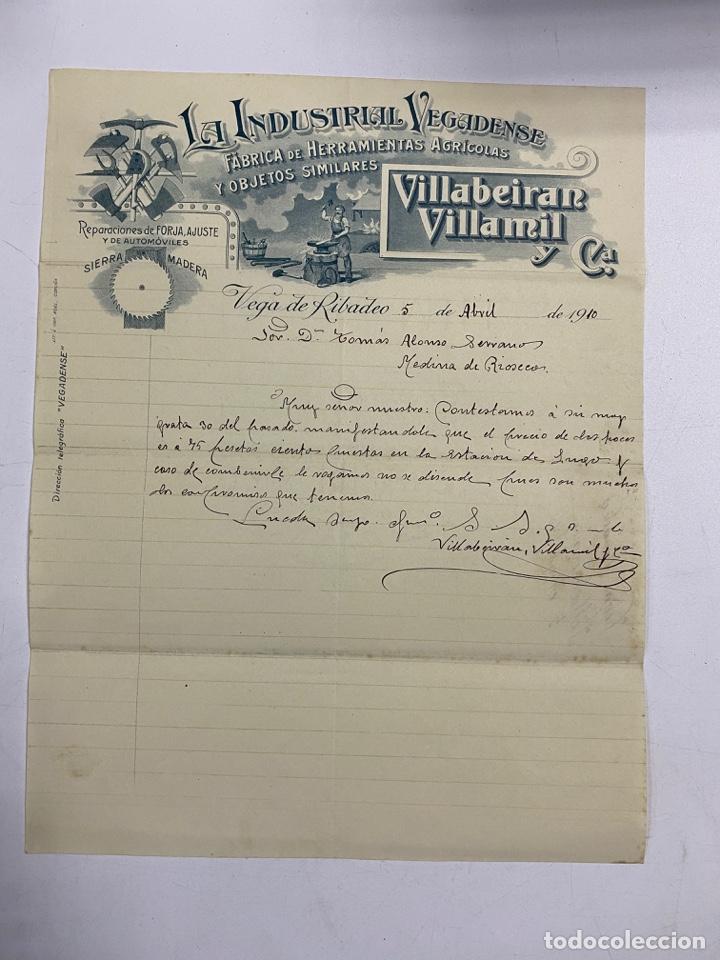 Cartas comerciais: CARTA COMERCIAL. VILLABEIRAN VILLAMIL Y CIA. LA INDUSTRIAL VEGADENSE. FABRICA HERRAMIENTAS AGRICOLAS