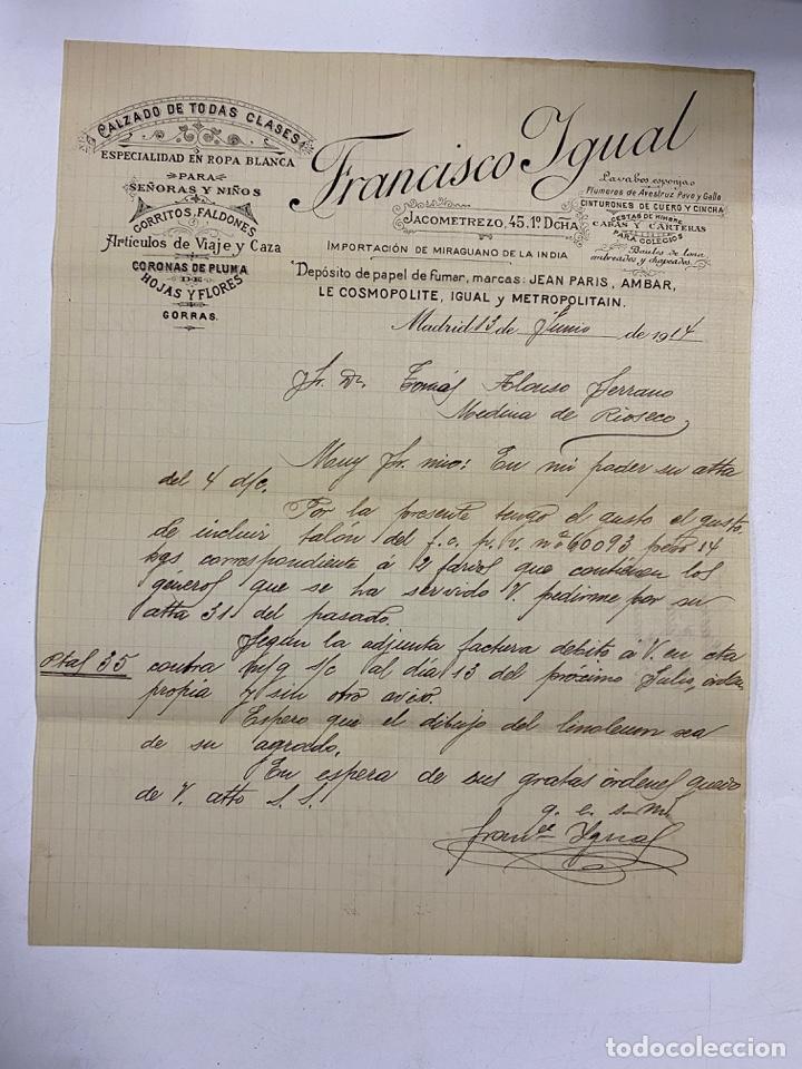Gesch&auml;ftsbriefe: CARTA COMERCIAL. FRANCISCO YGUAL. CALZADO DE TODAS LAS CLASES. MADRID, 1914