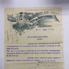 Cartas comerciales: CARTA COMERCIAL. VIUDA DE IRISARRI. FABRICA DE CAMAS DE HIERRO Y LATON. ZARAGOZA,1907. Lote 263565085