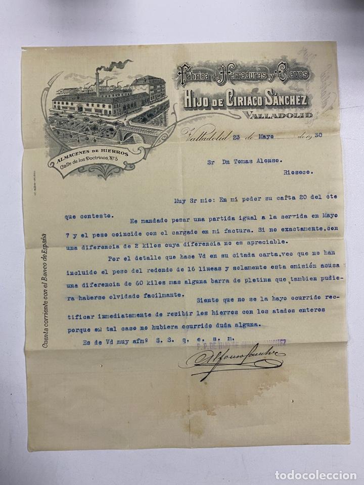 Gesch&auml;ftsbriefe: CARTA COMERCIAL. HIJO DE CIRIACO SANCHEZ. FABRICA DE HERRADURAS Y CLAVOS. VALLADOLID,1930