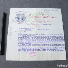Cartas comerciales: CARTA COMERCIAL DE ENRIQUE GUTIERREZ. COSECHERO EXPORTADOR. DOS HERMANAS. SEVILLA 1927. Lote 263914480