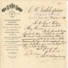 Cartas comerciales: JEREZ- COSECHEROS -ALMACENISTAS VINOS- A.R. VALDESPINO- FIRMA PROPIETARIO- AÑO 1889- MUY RARA