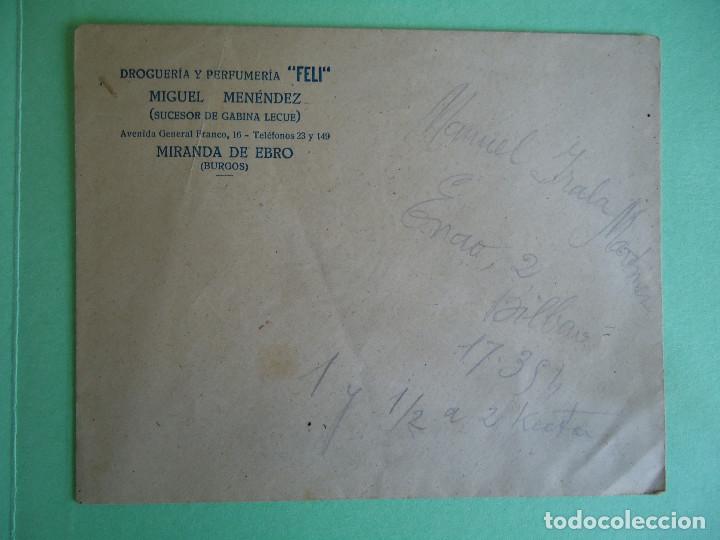 Cartas comerciais: ANTIGUO SOBRE CON EMBLEMA DE DROGUERIA FELI, MIGUEL MENENDEZ.