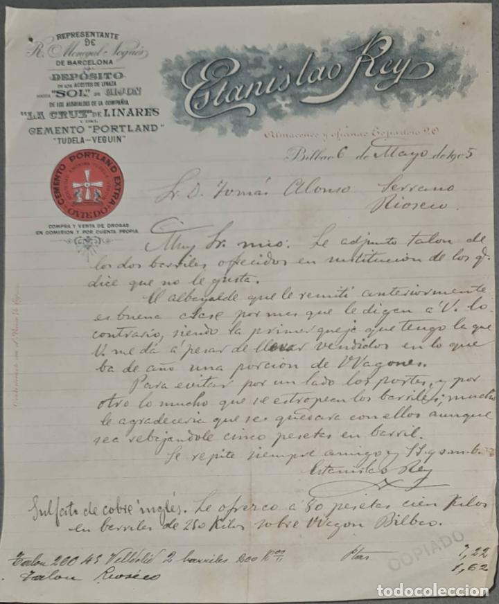Commercial Letters: Etanislao Rey. Representante de R. Monegal Nogu&eacute;s de Barcelona. Bilbao. Espa&ntilde;a 1905