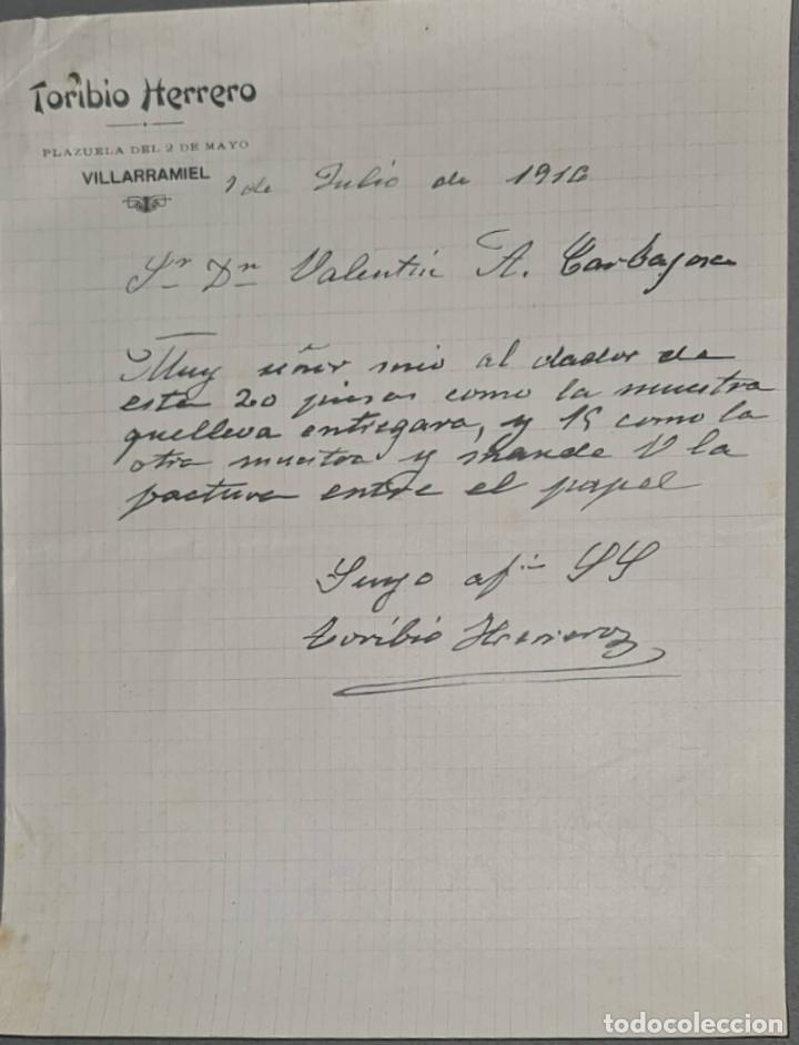 Cartas comerciais: Toribio Herrero. Villarramiel. Espa&ntilde;a 1914
