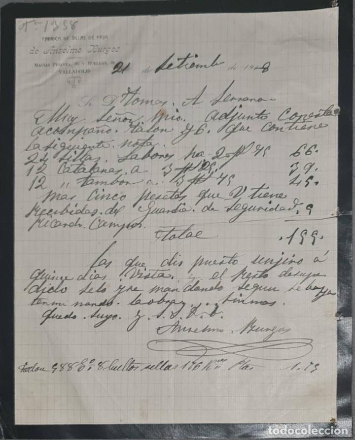 Cartas comerciais: Anselmo Burgos. F&aacute;brica de sillas de paja. Valladolid. Espa&ntilde;a 1918