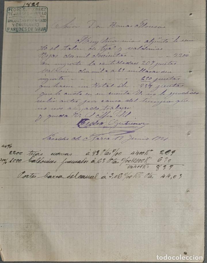 Gesch&auml;ftsbriefe: Pedro Guti&eacute;rrez. Tejar de ladrillo. Paredes de Nava. Espa&ntilde;a 1921