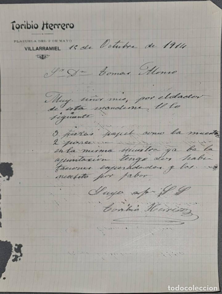 Cartas comerciais: Toribio Herrero. Villarramiel. Espa&ntilde;a 1914