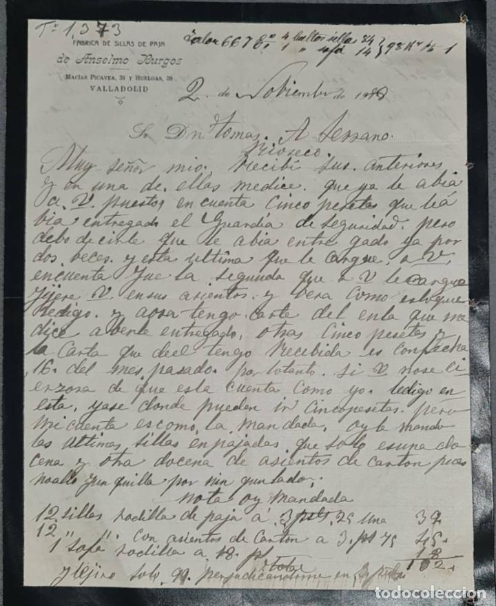 Cartas comerciais: Anselmo Burgos. F&aacute;brica de sillas de paja. Valladolid. Espa&ntilde;a 1918