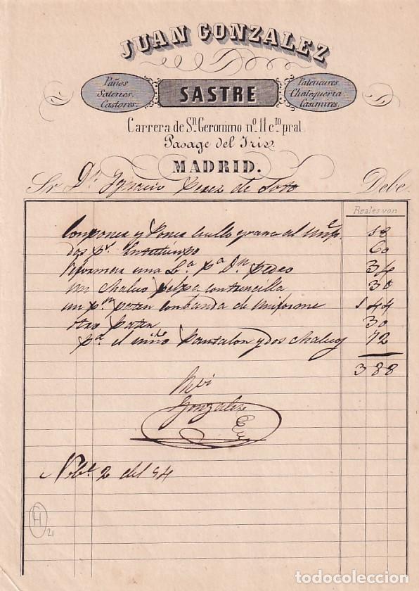 Cartas comerciales: Juan Gonzalez Sastre Madrid Carrera San Ger&oacute;nimo. Firma. 21,50 x 15 cm