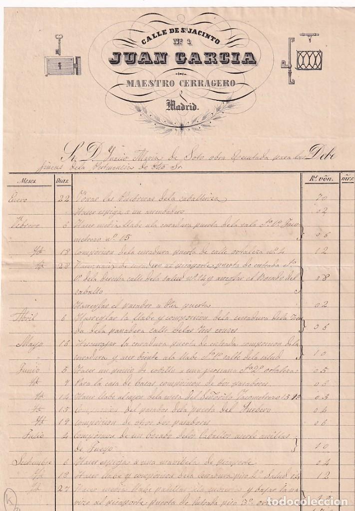 Cartas comerciales: Juan Garc&iacute;a Maestro Cerragero Madrid. Calle de Jacinto. Firma propietario