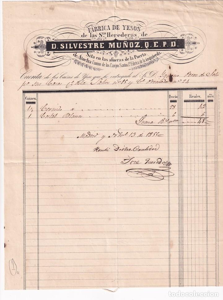 Cartas comerciales: F&aacute;brica de Yesos de las Santas herederas de D. Silvestre Mu&ntilde;oz Madrid. Firma propietario