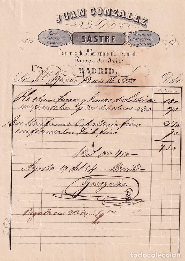 Cartas comerciais: Juan Gonz&aacute;lez Sastre Carrera de San Ger&oacute;nimo Madrid. Firma propietario