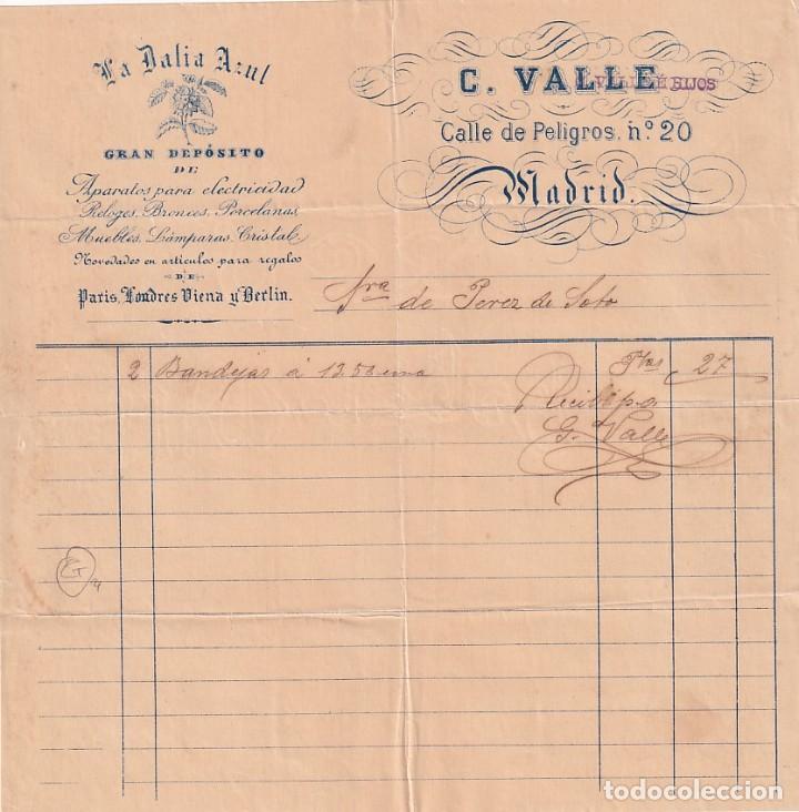 Cartas comerciais: La Dalia Azul C. Valle Calle de Peligros. Madrid. Firma propietario