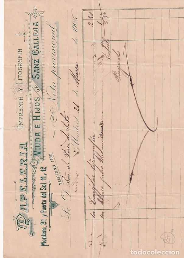 Cartas comerciais: Papeler&iacute;a Imprenta y litograf&iacute;a. Viuda e hijos de Sanz Calleja. Madrid.