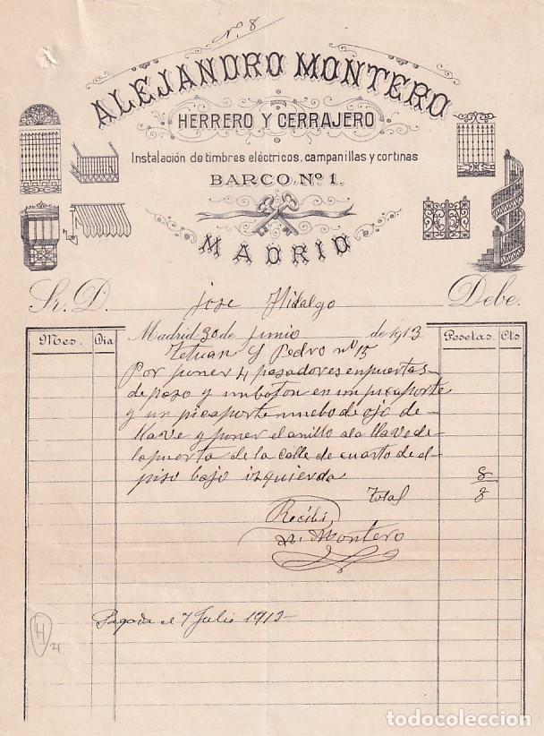 Cartas comerciais: Alejandro Montero Herrero y Cerrajero. Barco n&ordm; 1. Madrid. Firma propietario