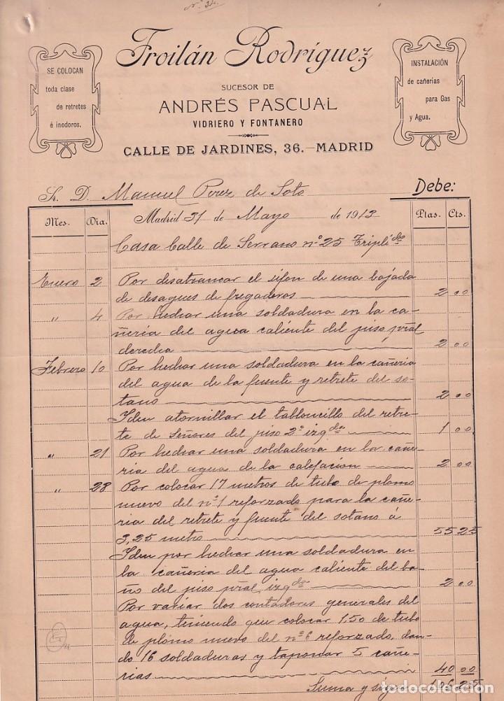 Cartas comerciais: Froil&aacute;n Rodriguez sucesor de Andr&eacute;s Pascual Vidriero. Madrid. Firma propietario