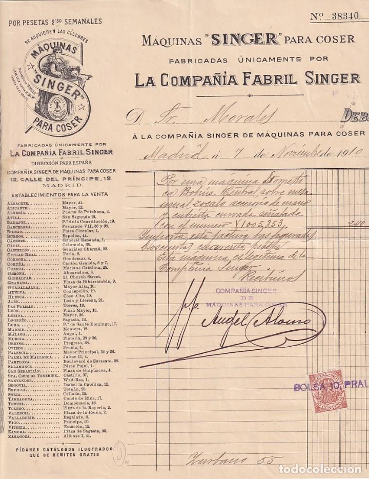 Commercial Letters: M&aacute;quinas Singer para coser. Madrid. Firma propietario