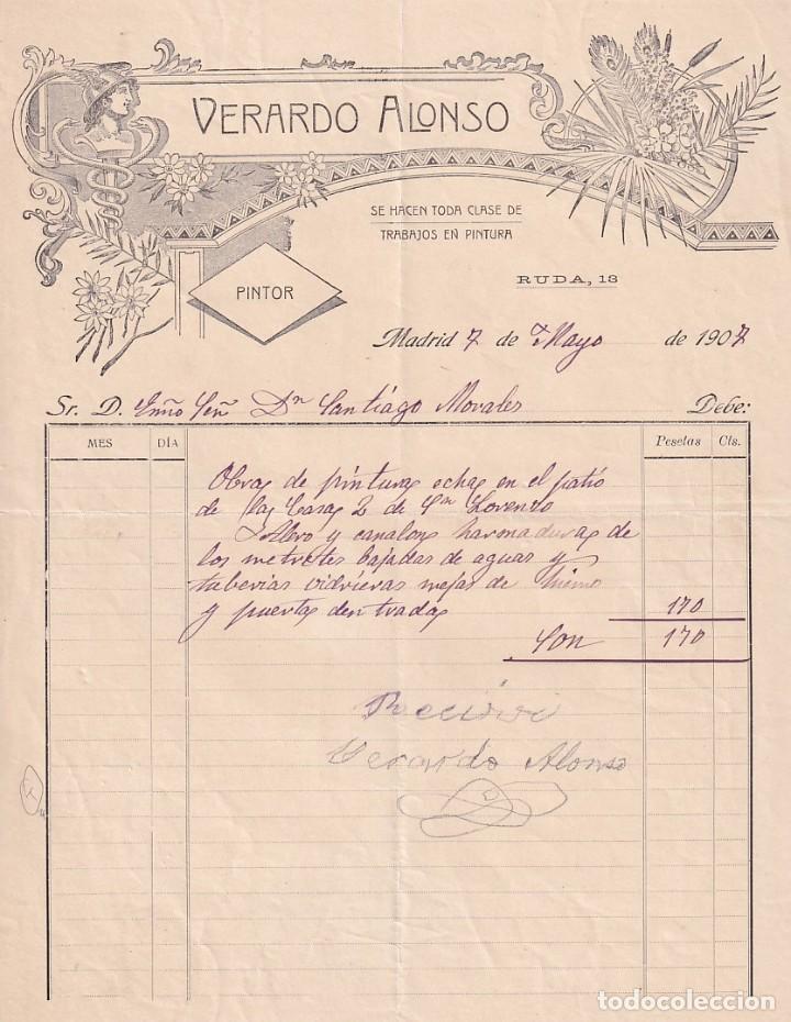 Commercial Letters: Verardo Alonso. Pintor 1907. Madrid firma propietario.