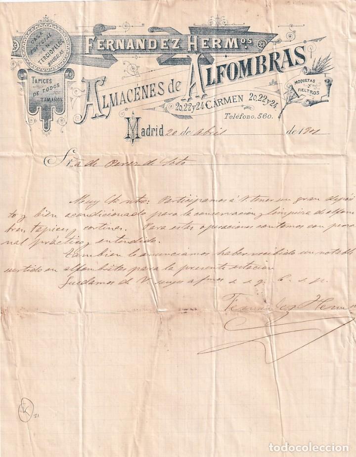 Commercial Letters: Fernandez Hermanos. Almacenes de Alfombras. Madrid Firma propietario.