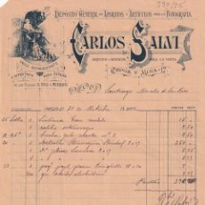 Cartas comerciales: CARLOS SALVI. APARATOS Y ARTÍCULOS PARA LA FOTOGRAFÍA. 1892 MADRID FIRMA PROPIETARIO.. Lote 265324929