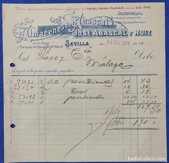 Cartas comerciais: Lote de 2 Cartas comerciales antiguas Almacenes Abascal . Sevilla 1921