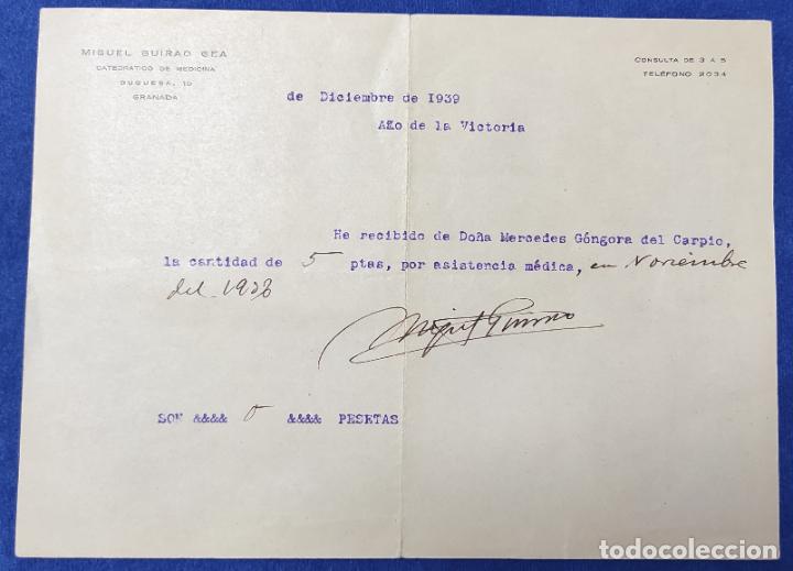 Cartas comerciais: Antigua Carta comercial M. Guirao Gea ( firmada ). Catedr&aacute;tico Medicina Diciembre 1939