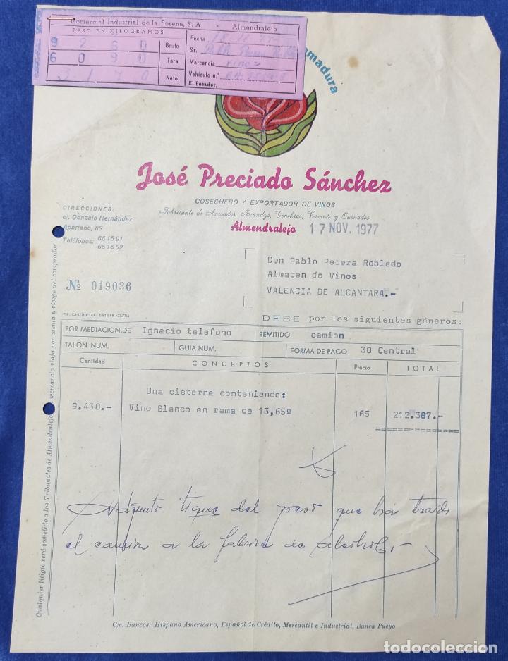 Cartas comerciais: Carta comercial Cosechero y Exportador J. Preciado S&aacute;nchez . Almendralejo ( Badajoz ) 1977
